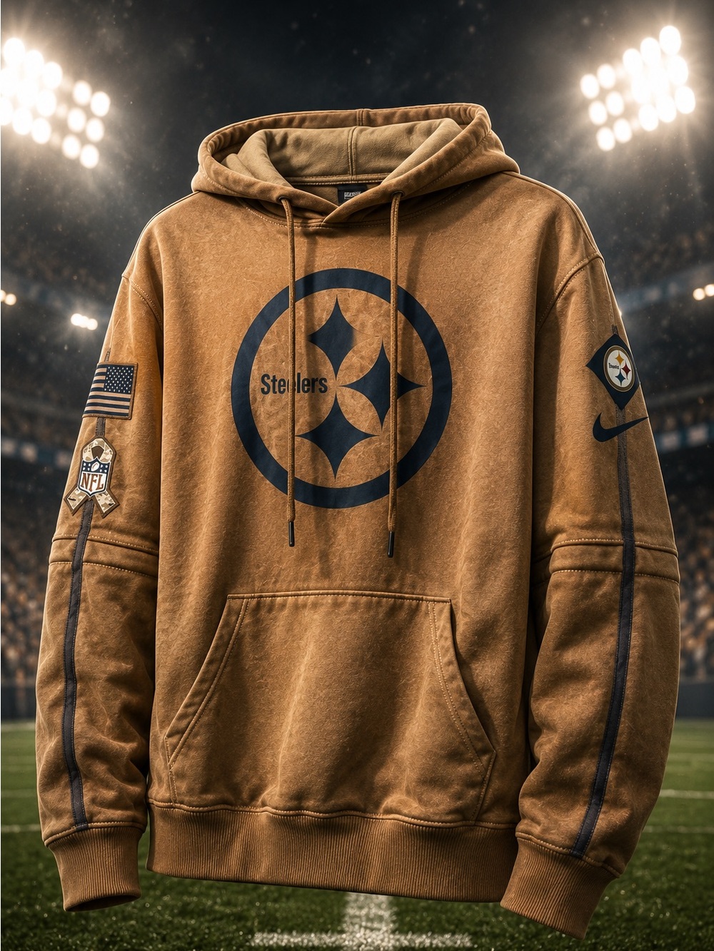 NFL On Field Apparel Pittsburgh Steelers Salute to Service Hoodie XL Nike Brown